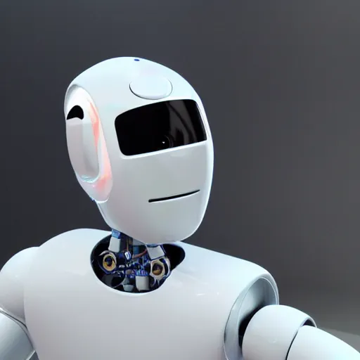 Image similar to a cool robot made from google the robot is like a human his head is black and his whole body is white and robot is made with plastic photo - realistic 4 k