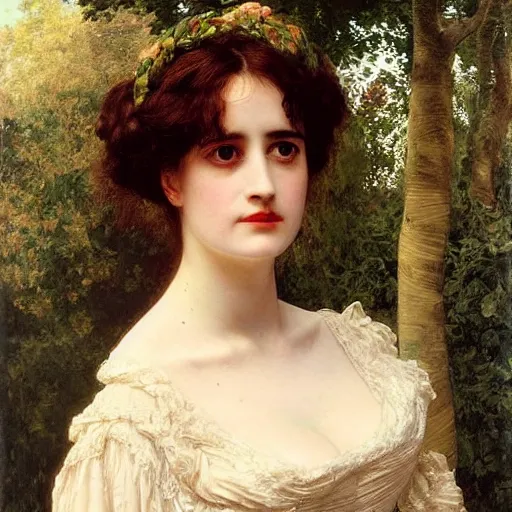 Prompt: portrait en buste of eva green in an edwardian dress by frederic william burton and frederic leighton, abundantly detailed, perfectly detailed pupils