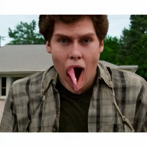 Image similar to Live Action Still of Jerma in Superbad, real life, hyperrealistic, ultra realistic, realistic, highly detailed, epic, HD quality, 8k resolution, body and headshot, film still