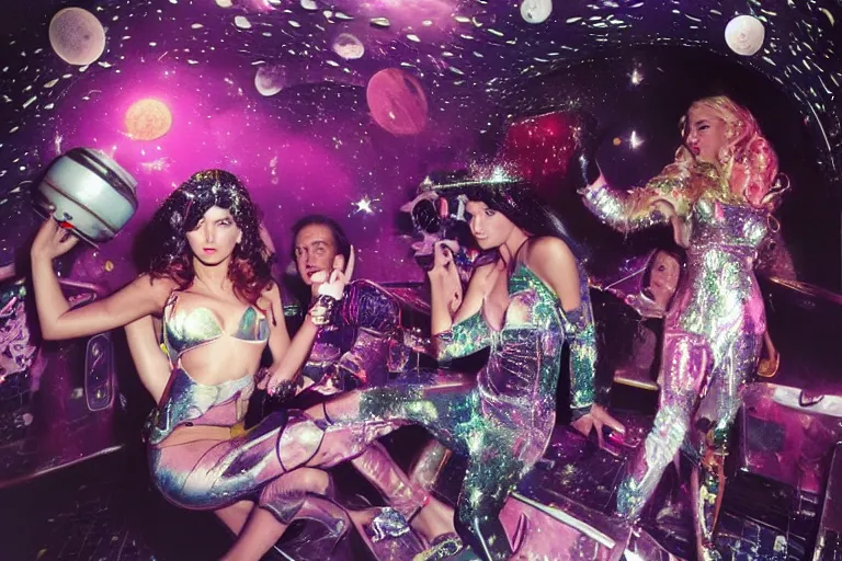 Image similar to an astronauit in a nightclub by david lachapelle