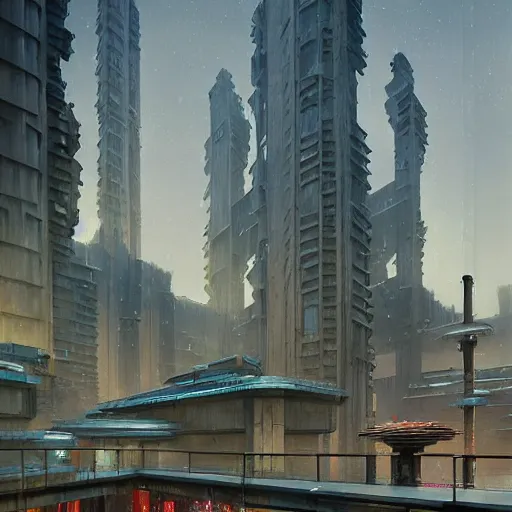 Image similar to highly detailed brutalist architecture city, star wars imperial style, while it's raining, stephen bliss, unreal engine, fantasy art by greg rutkowski, loish, rhads, ferdinand knab, makoto shinkai, ilya kuvshinov, rossdraws, global illumination, radiant light, detailed and intricate environment