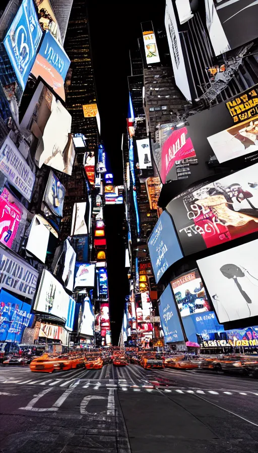 Prompt: 8k high resolution photograph of New York Times Square at night