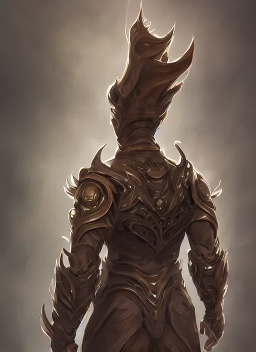 Image similar to a highly detailed illustration of thick wavy brown haired young white guy wearing brown coat and face mask, black mechanical arms rising from his back, dramatic standing pose, intricate, elegant, highly detailed, centered, digital painting, artstation, concept art, smooth, sharp focus, league of legends concept art, WLOP
