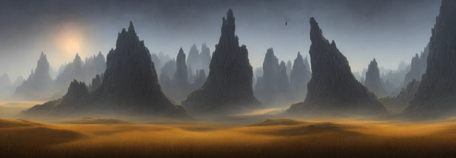 Image similar to a simple and beautiful detailed concept art that is digitally painted of a serene landscape that looks like it's from star wars movie by Zdzisław Beksiński and Artem Demura and John Howe, featured on artstation, featured on behance, golden ratio, ultrawide angle, f32, well composed