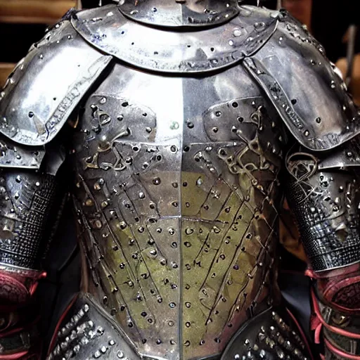 Image similar to highly detailed medieval armor with engravings, intricate, concept art, stunning, trending