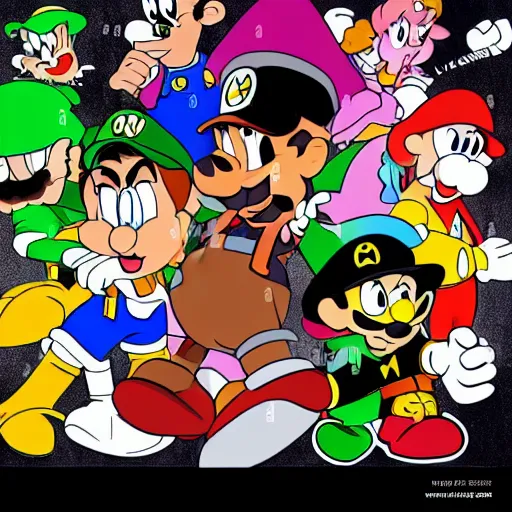 Prompt: Are crossovers overrated? News article. Videogames. Movies. Stock image. Bugs Bunny. Velma. Shaggy. Batman. Garnet from Steven Universe. Steven Universe. Mario. Luigi. Michael Jordon.