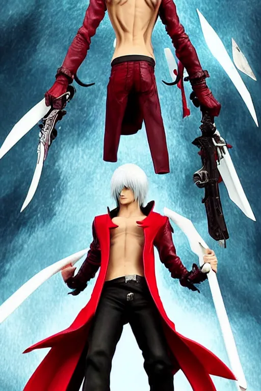 Prompt: Dante from Devil May Cry by Tite Kubo,highly detailed, cinematic, dramatic, sublime