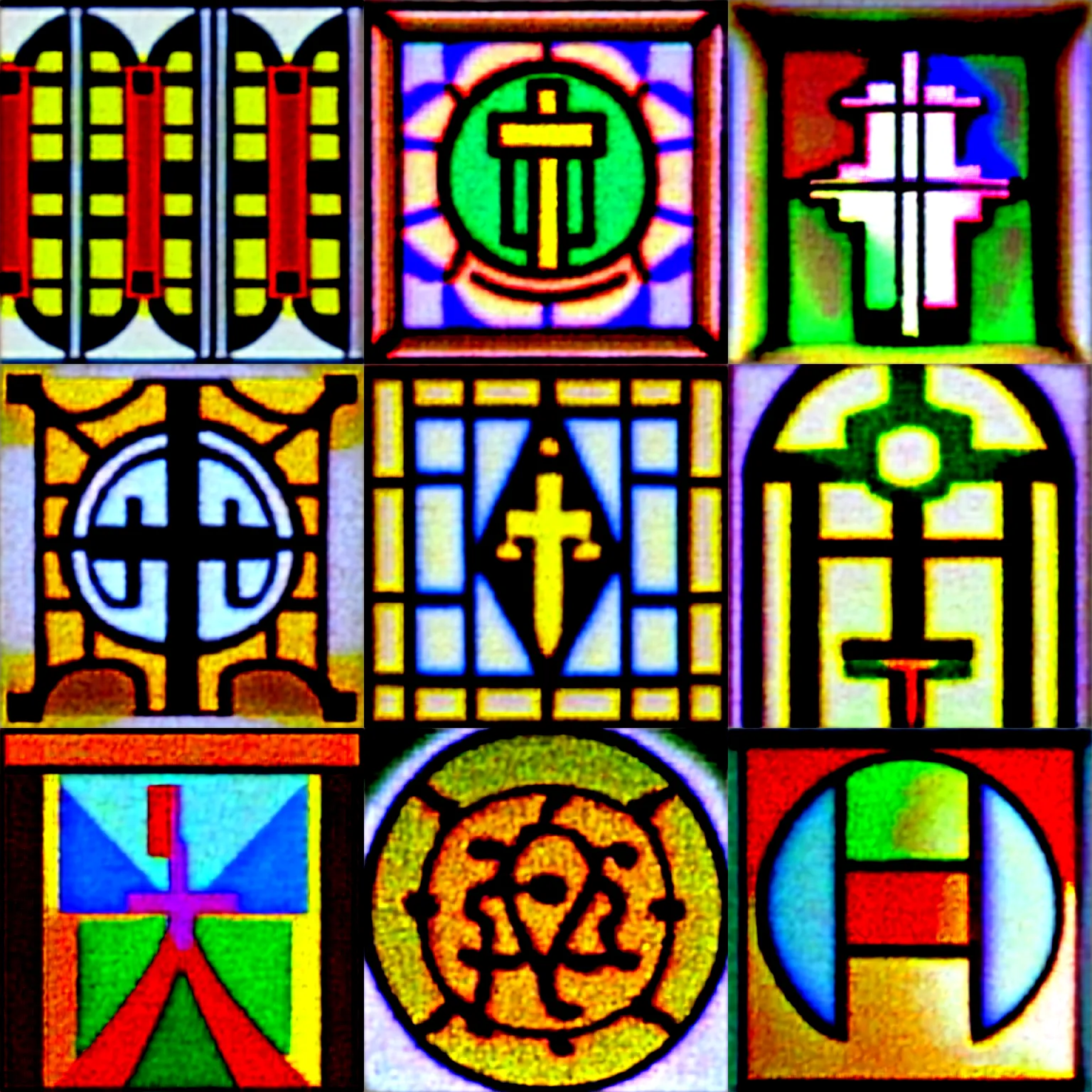 Prompt: church stained glass with python programming language icon