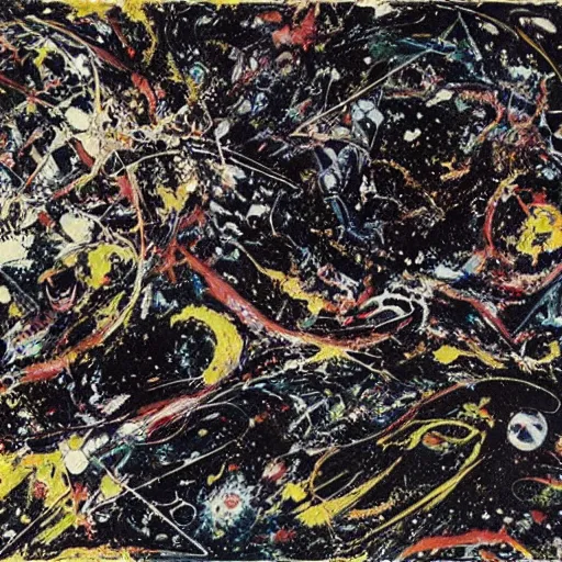 Prompt: Liminal space in outer space by Jackson Pollock