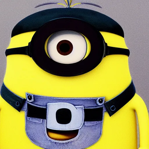 Prompt: police booking photo of a minion