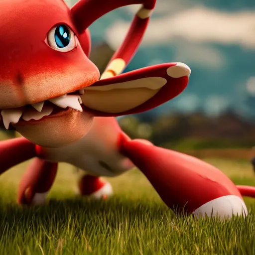 Prompt: photography of a realistic krabby animal, ultra detailed, 8 k, cinematic lighting, natural background, trending on artstation, pokemon