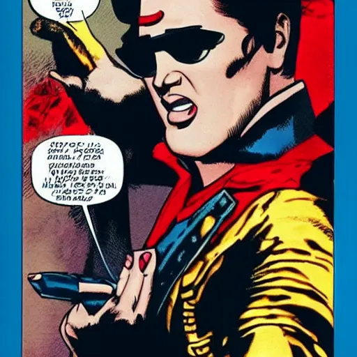 Image similar to elvis appears to you in a dream. he's dressed like freddy freeman captain marvel jr.