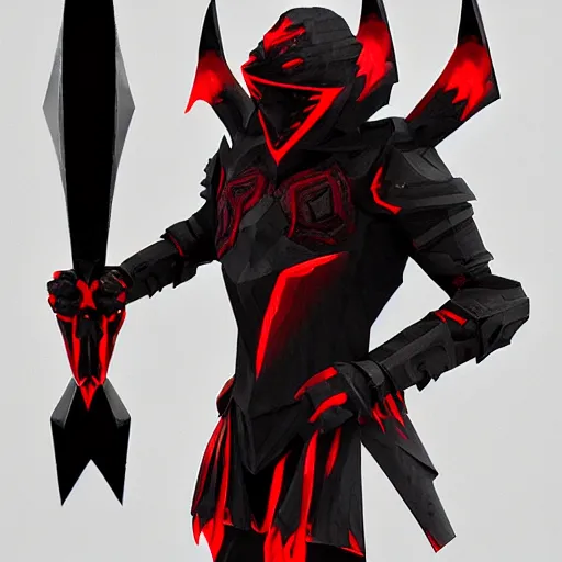 Prompt: Award-Winning. Trending on Artstation. 8K. Corrupted Knight infected with black obsidian glowing red. Angular. Sharp. Ready for battle.