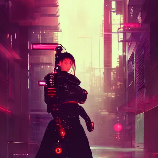 Prompt: portrait of a female cyberpunk hacker samurai in neotokyo at night, futuristic cyberpunk tokyo night, sci - fi and fantasy, intricate and very beautiful, highly detailed, digital painting, artstation, concept art, smooth and sharp focus, illustration, art by tian zi and wlop and alphonse mucha