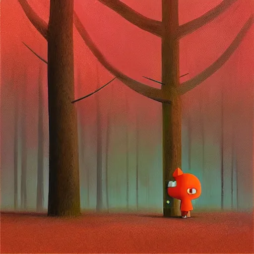 Prompt: Goro Fujita ilustration a square elevator tied to a tree in the middle of the forest, painting by Goro Fujita, sharp focus, highly detailed, ArtStation