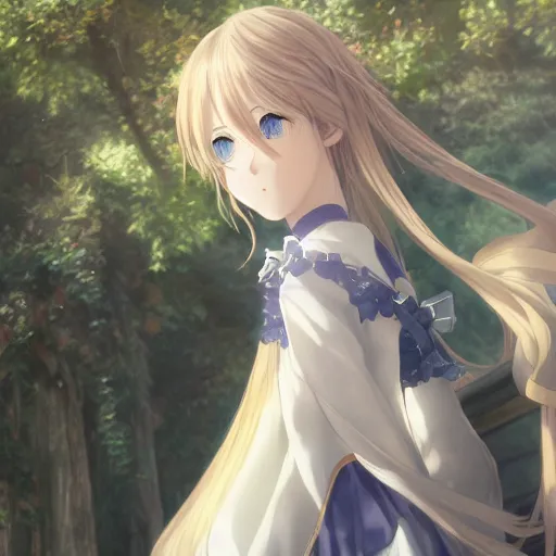 Image similar to realistic semi-realism Violet Evergarden real