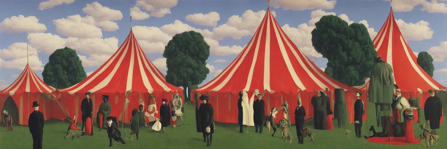 Image similar to circus tent painting magritte