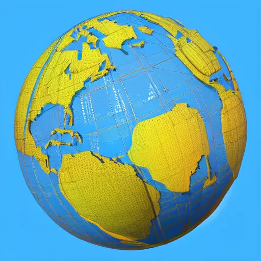 Image similar to llustration of the globe with 3 d top touristic attractions on it, 3 d render, 3 d model, smooth, ray tracing, illustration, in the style of shkret