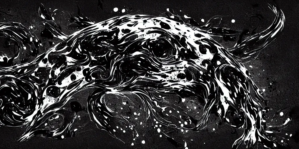 Image similar to the smooth panther, made of smooth black goo, sticky, full of black goo, covered with black goo, splattered black goo, dripping black goo, dripping goo, splattered goo, sticky black goo. concept art, reflections, black goo, animal drawing, digital art, desktop background