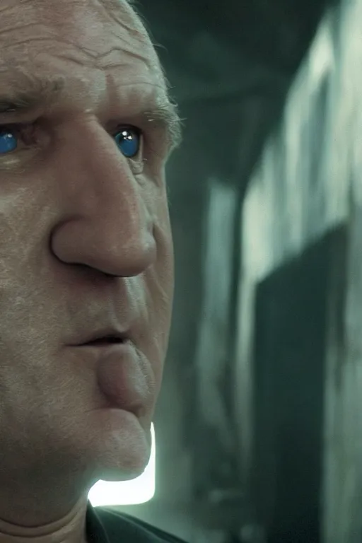 Image similar to [a still of Gerard Depardieu in the movie Splice (2007), 4k, HD, high quality, octane]