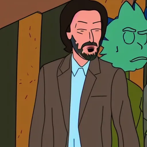 Image similar to Keanu reeves In Rick and Morty 4K detailed super realistic