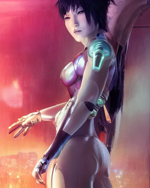 Image similar to weta disney pixar movie still portrait photo of motoko kusanagi ghost in the shell : : as cyborg woman by pixar : : by weta, wlop, ilya kuvshinov, rossdraws, artgerm, marvel, maxim cover, latex, octane render, sweaty, iridescent, bright morning, anime, liosh, mucha : :