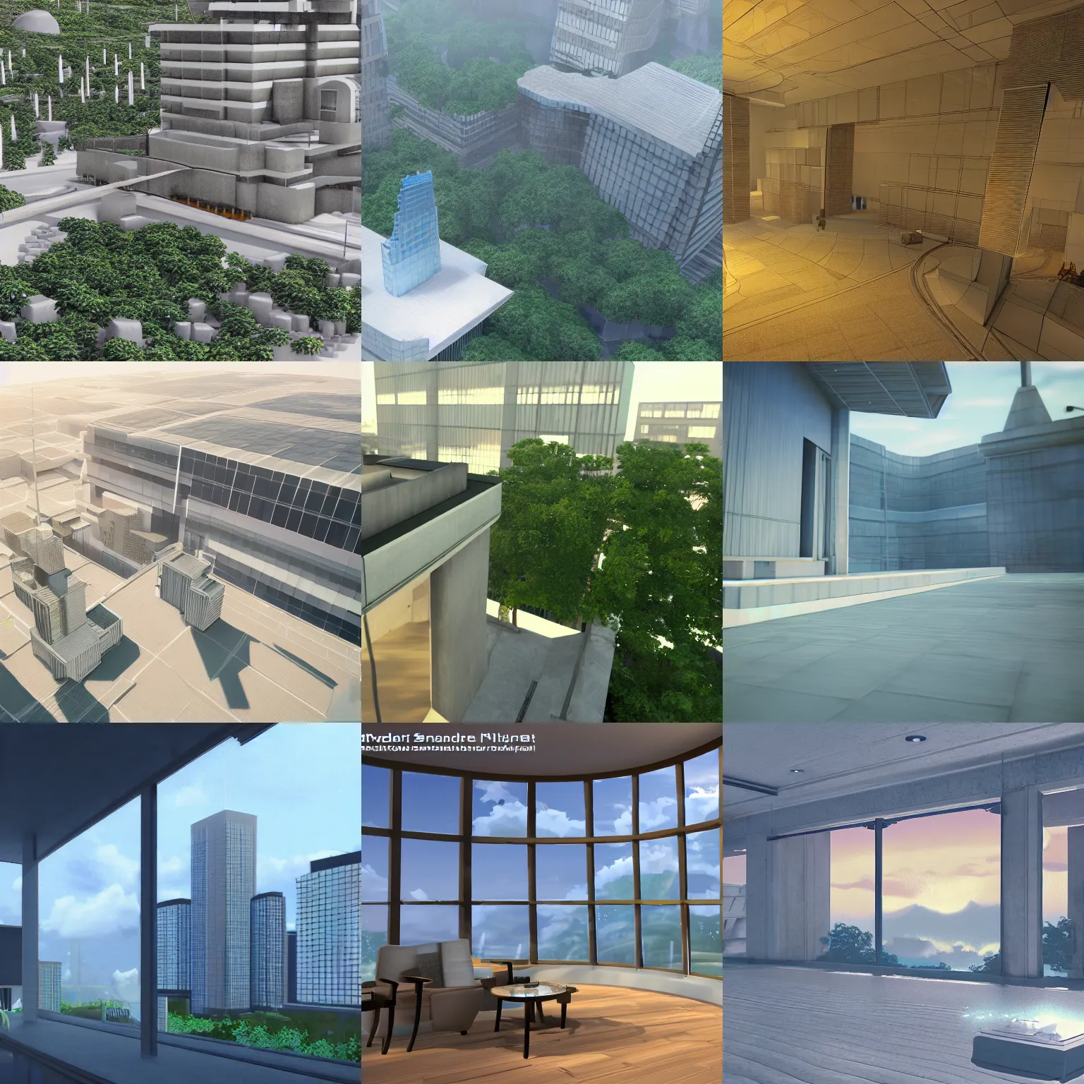 Image similar to blender render fourth infinite makoto shinkai scenery dimension modern architecture