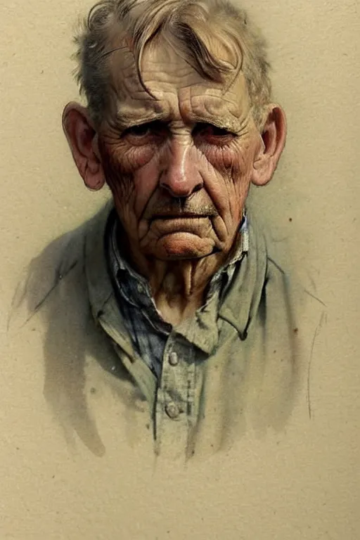 Prompt: ( ( ( ( ( 1 9 5 0 s retro future middle age sad farmer face portrait. muted colors. ) ) ) ) ) by jean - baptiste monge!!!!!!!!!!!!!!!!!!!!!!!!!!!!!!