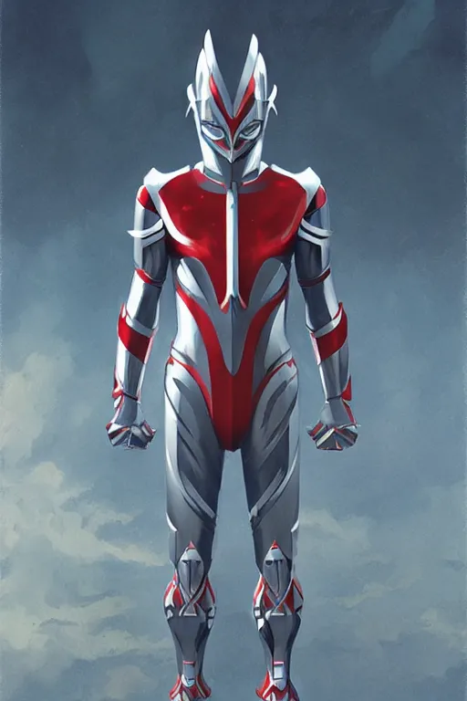 Prompt: poster of a ultraman with japanese armor and helmet, symmetrical, art by greg rutkowski, matte painting, trending on artstation