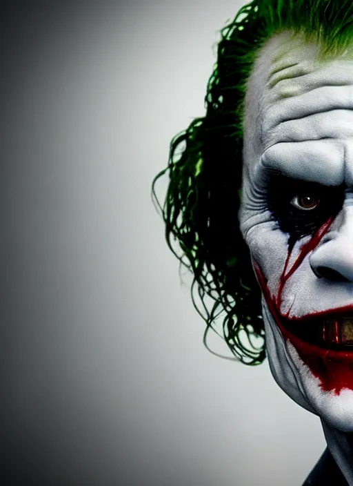 Image similar to film still of Willem Dafoe as The Joker in The Dark Knight, 4k