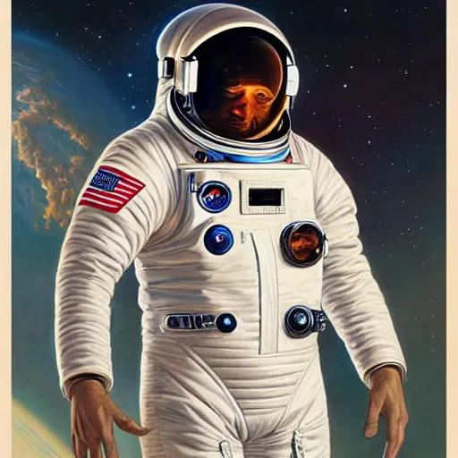 Image similar to a portrait of a stunning astronaut, highly detailed, centered, digital painting, artstation, concept art, donato giancola, Joseph Christian Leyendecker, WLOP, Boris Vallejo, Breathtaking