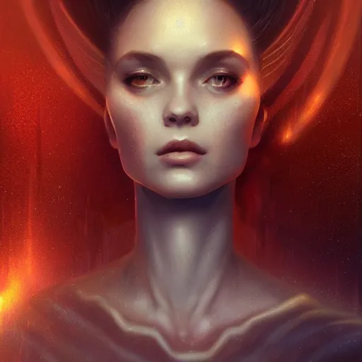 Image similar to scifi, illustration, slender symmetrical face and body, artstation, cinematic lighting, hyperdetailed, cgsociety, 8 k, high resolution, in style of charlie bowater, tom bagshaw, insanely detailed and intricate, beautiful, elegant, golden ratio, dark fractal background, vfx, art deco, postprocessing