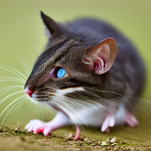 Prompt: a hybrid between a mouse and a cat, photography, award winning, wildlife, national geographic channel, discovery channel, 8 k