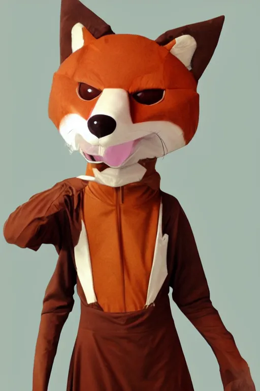 Image similar to an anthropomorphic fox, fursuit!!!!, cosplay