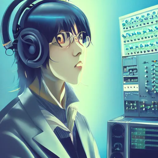 Image similar to portrait of the audio technician, anime fantasy illustration by tomoyuki yamasaki, kyoto studio, madhouse, ufotable, comixwave films, trending on artstation