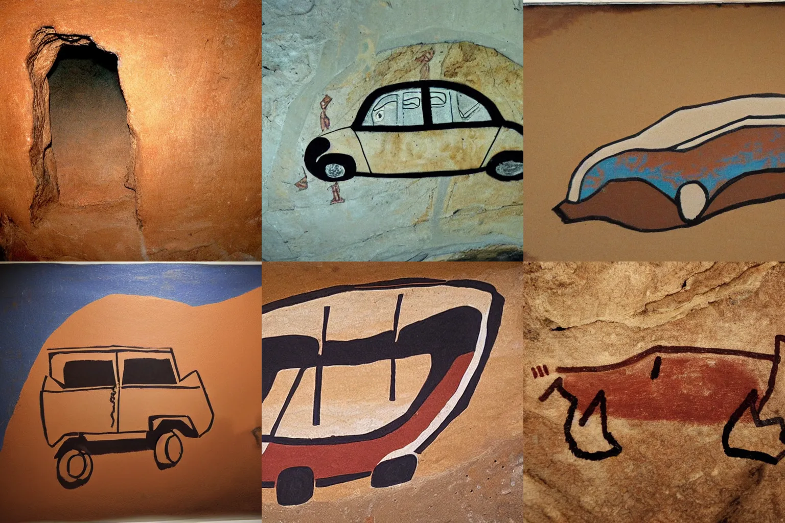 Image similar to cave painting of a car