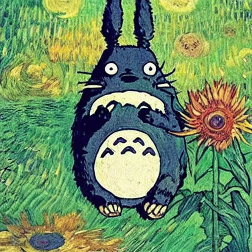 Prompt: my neighbor totoro, by van gogh