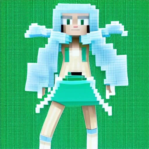 Image similar to Minecraft rendition of Hatsune miku