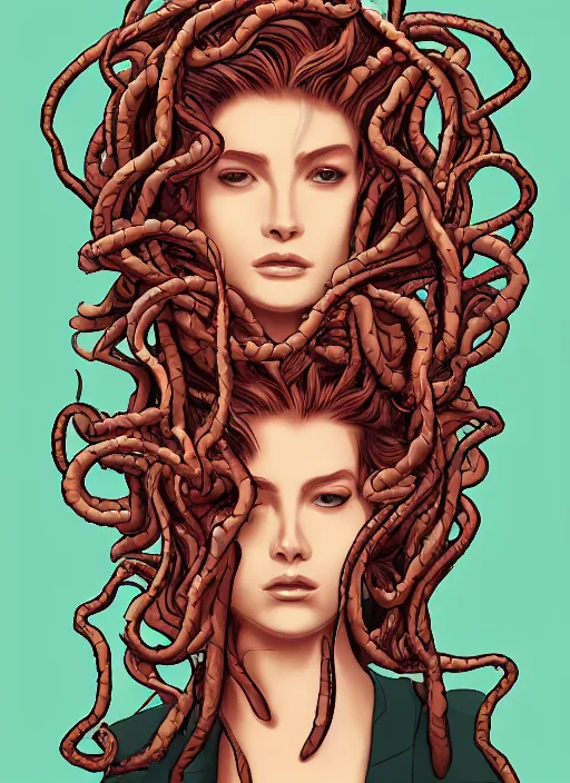 Prompt: medusa but her hair is made of geese, digital art, trending on artstation