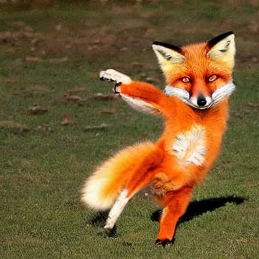 Prompt: fox animal doing kung fu