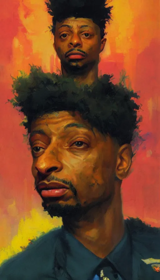 Image similar to portrait of 2 1 savage, by paul lehr,