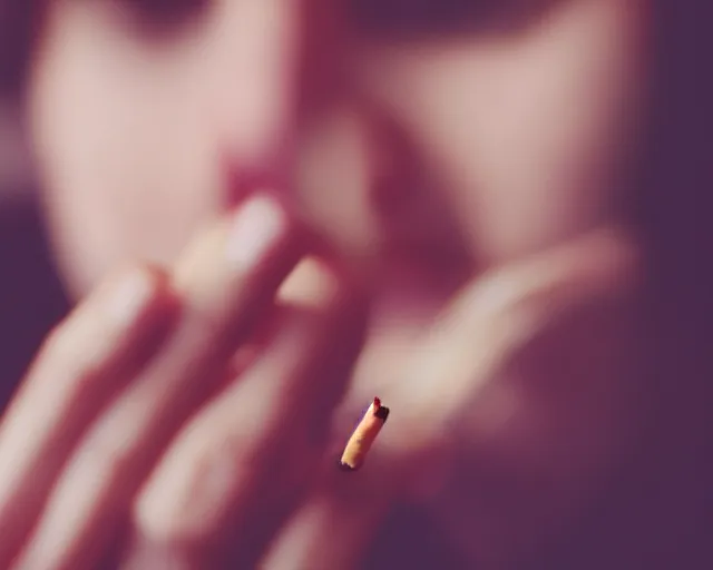 Image similar to a lomographic photo of woman hand with cigarette