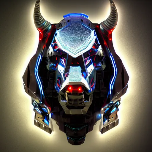 Image similar to a cybertronic bison, leds, high detail, sharp, studio, digital art