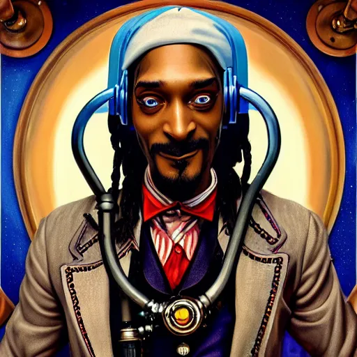 Image similar to Lofi Steampunk Bioshock portrait of Snoop Dog Pixar style by Tristan Eaton Stanley Artgerm and Tom Bagshaw