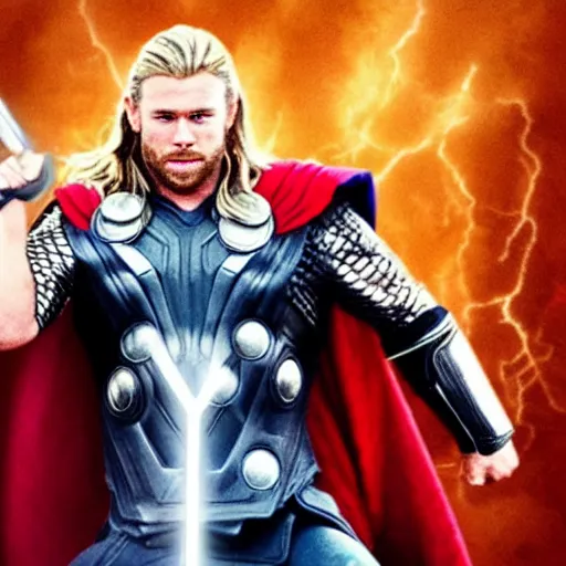 Image similar to thor holding weapon