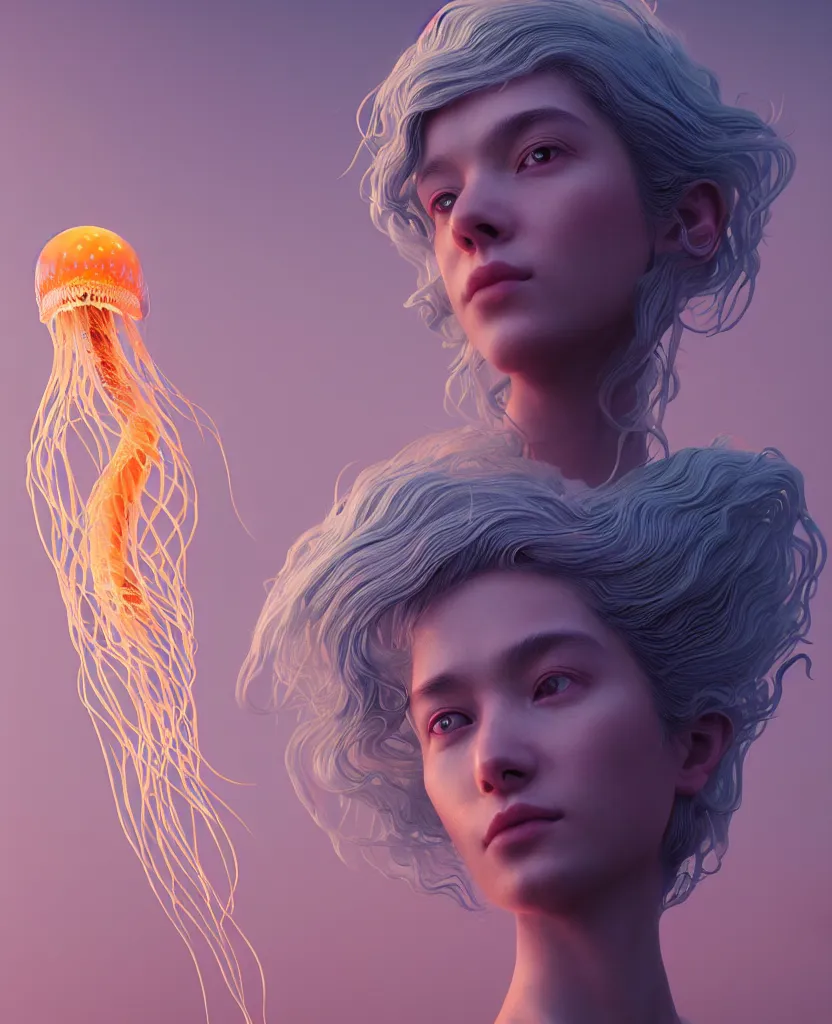 Image similar to goddess portrait. jellyfish phoenix head. intricate artwork by Tooth Wu and wlop and beeple. octane render, trending on artstation, greg rutkowski very coherent symmetrical artwork. cinematic, hyper realism, high detail, octane render, 8k