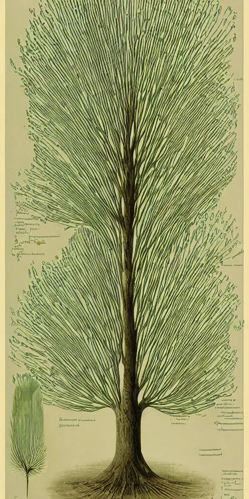 Prompt: detailed infographic by abbott fuller graves of a giant beautiful diatom tree