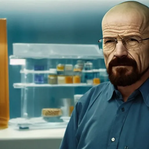 Image similar to walter white selling blue methamfetamine to suleyman soylu realistic dof 8k