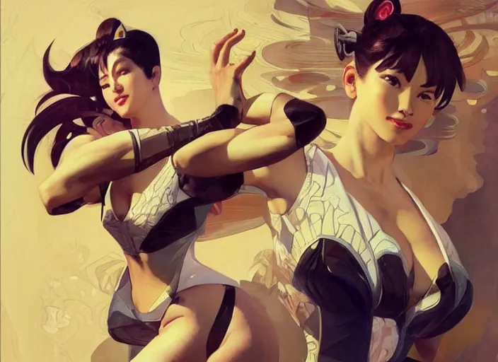 Prompt: feminine chun li, full body, cubism, fantasy, intricate, elegant, highly detailed, digital painting, art station, concept art, smooth, sharp focus, oil painting, art by syd mead and greg rutkowski and alphonse mucha
