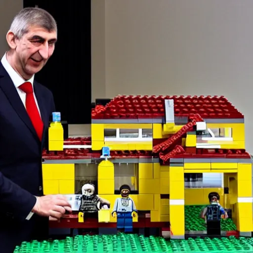 Image similar to andrej babis as a lego figurine